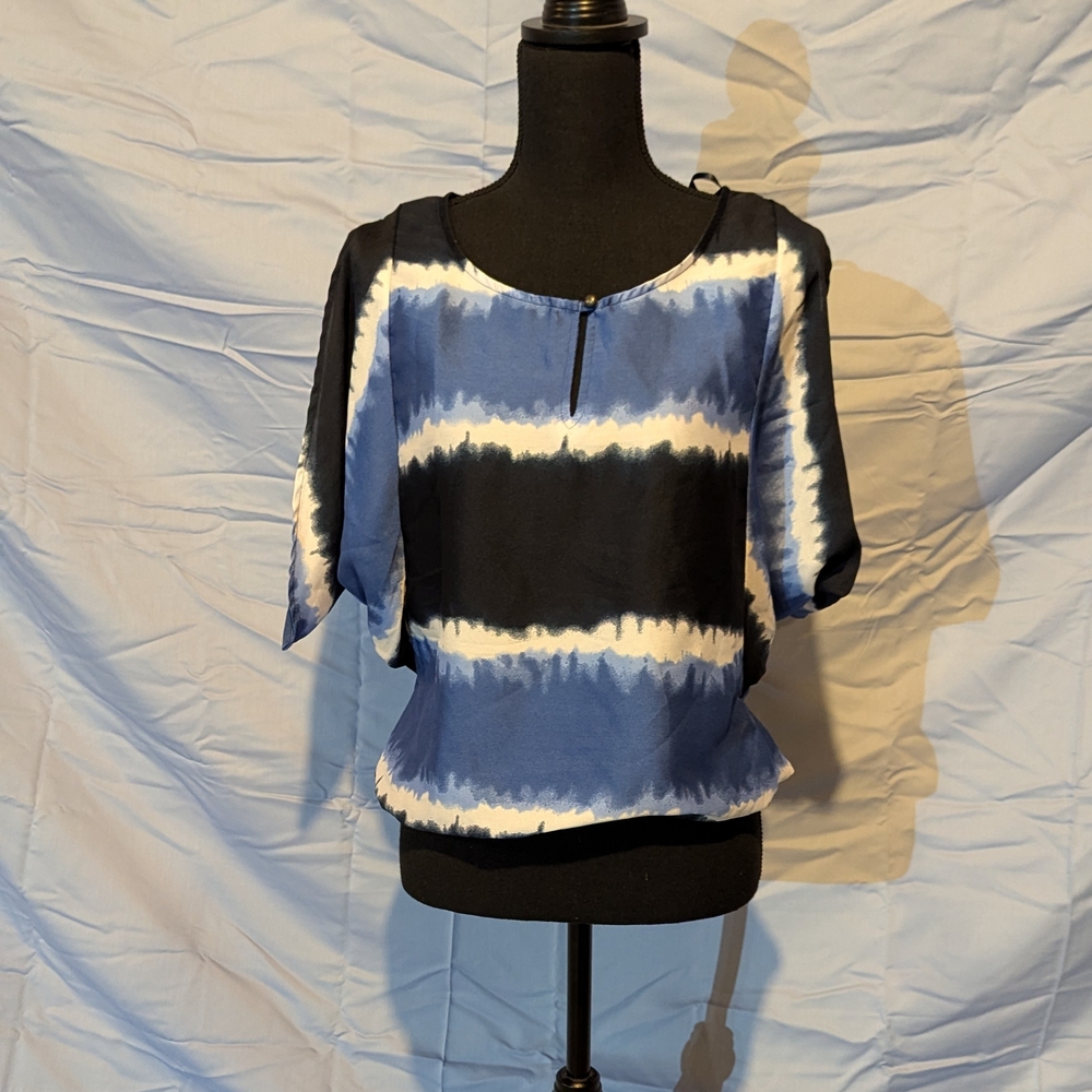Blue and Black Women's Top